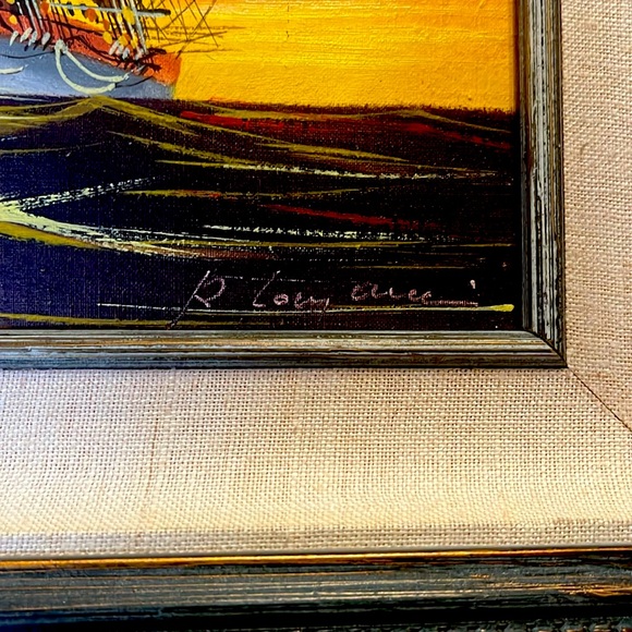 Vintage Oil Painting "On Wood" - Sailing the Caribbean Sunset, the size is 16x18 - Picture 2 of 4